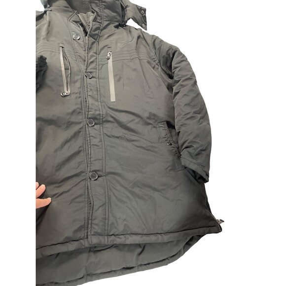 Spire Mens Black faux fur Hooded Winter Parka heavy winter coat 5XL SKU 9338 - Picture 5 of 16